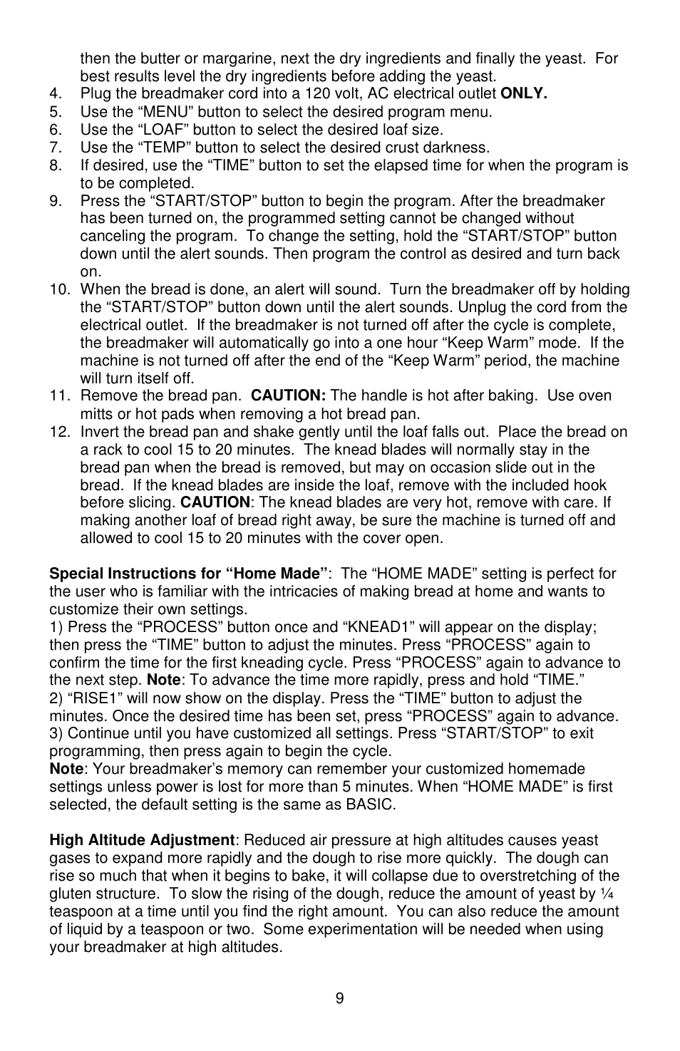 West Bend cook's essentials L5815 User Manual | Page 9 / 24