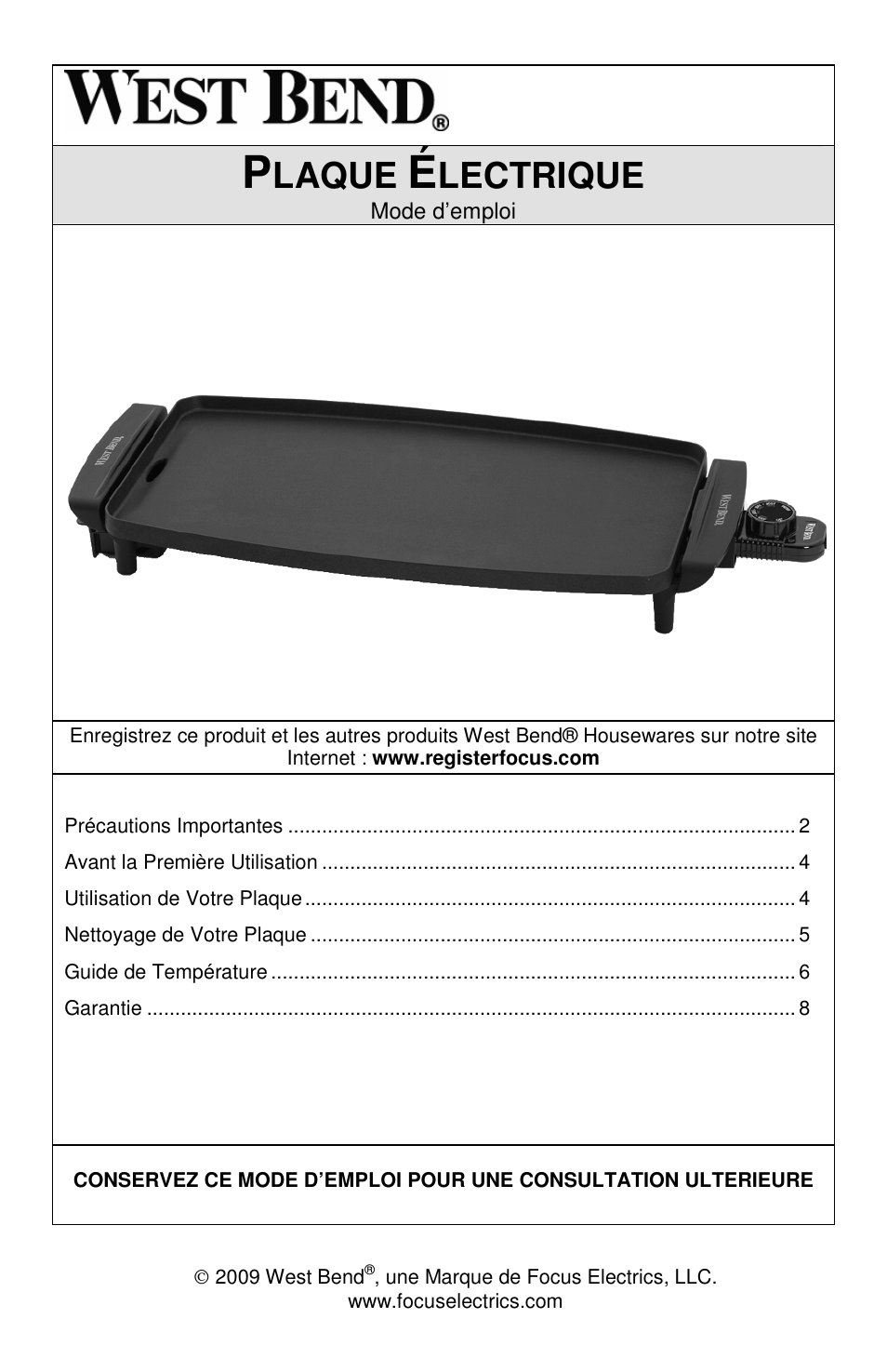 Laque, Lectrique | West Bend 76225 User Manual | Page 9 / 24