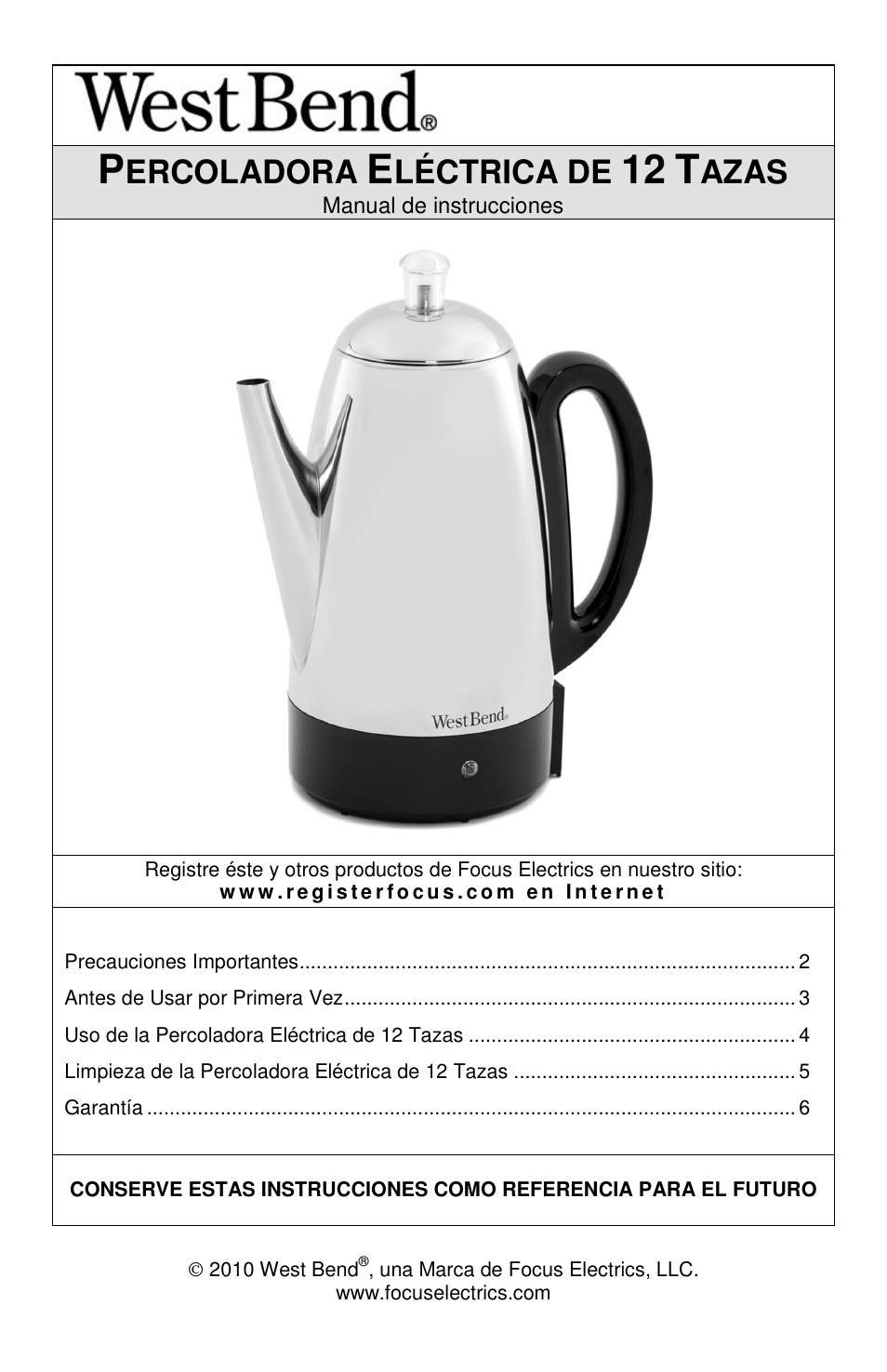 Ercoladora, Léctrica de, Azas | West Bend L5806 User Manual | Page 14 / 20