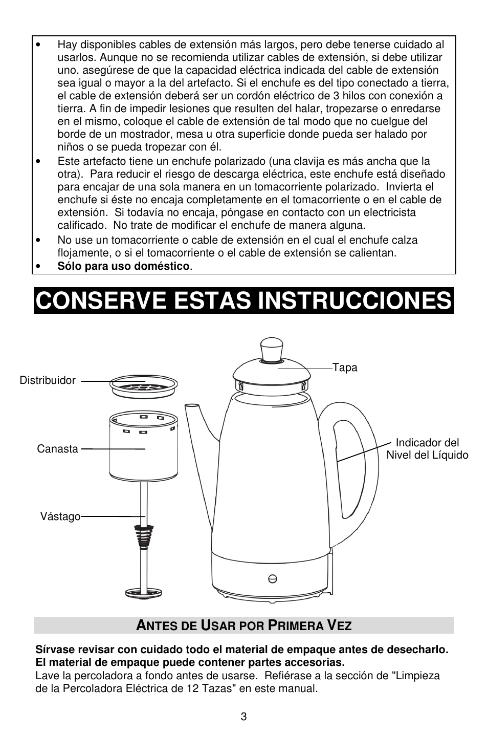 Conserve estas instrucciones | West Bend L5806 User Manual | Page 16 / 20