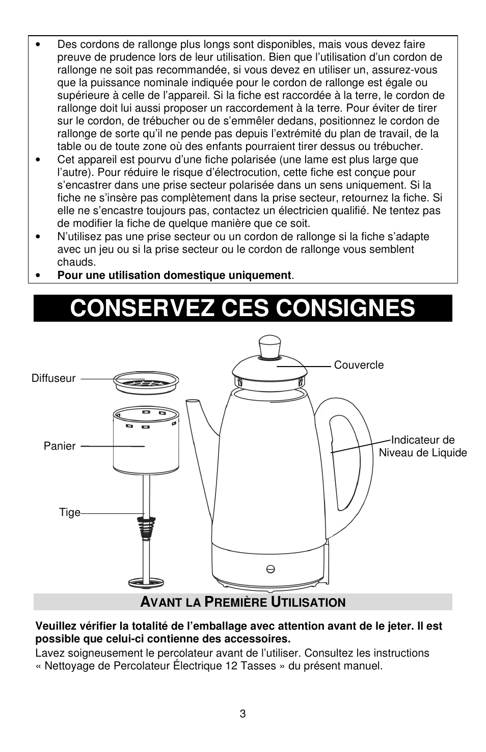 Conservez ces consignes | West Bend L5806 User Manual | Page 9 / 20