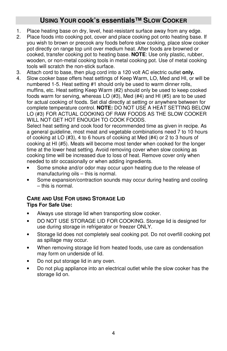 Cook’s essentials | West Bend cook's essentials L5803A User Manual | Page 4 / 12