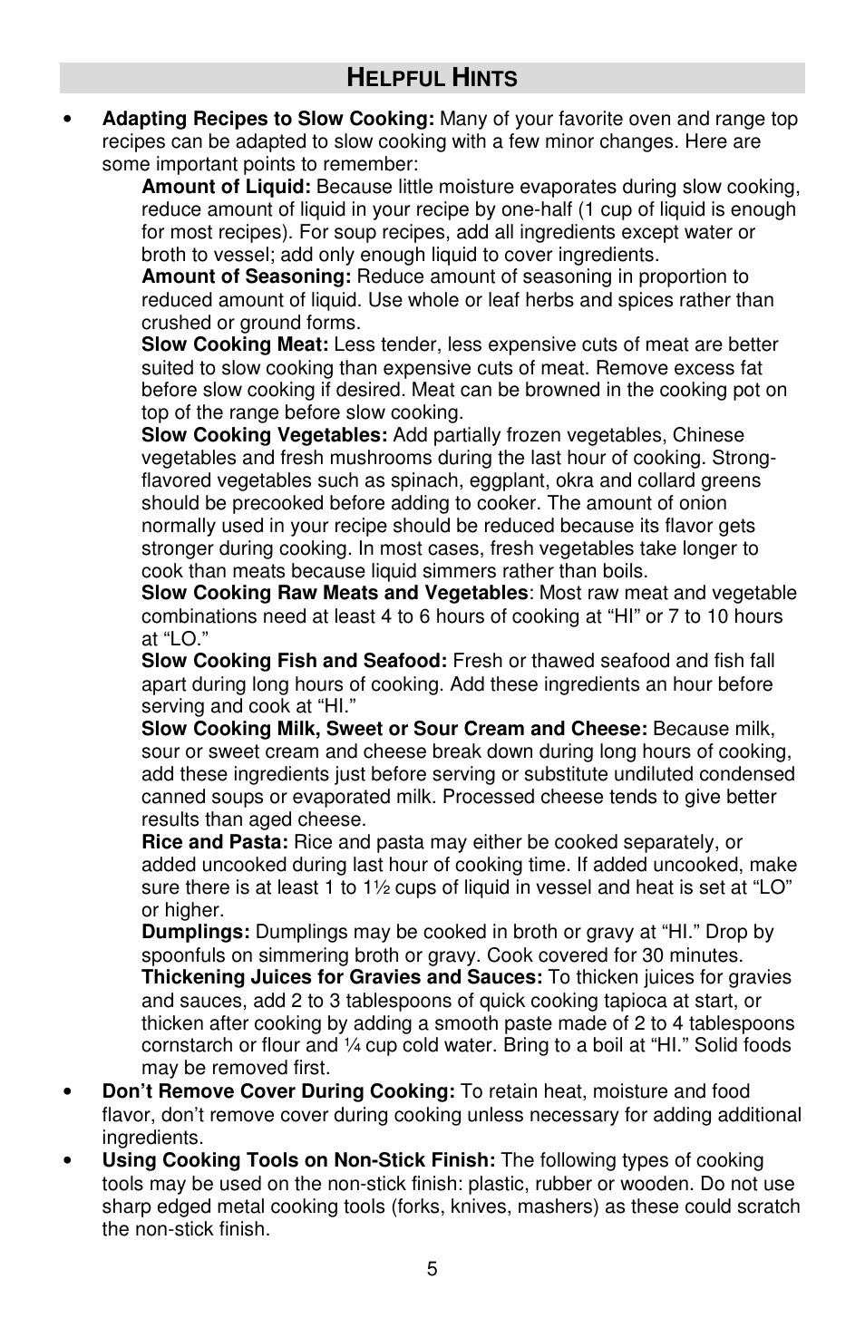 West Bend cook's essentials L5803A User Manual | Page 5 / 12