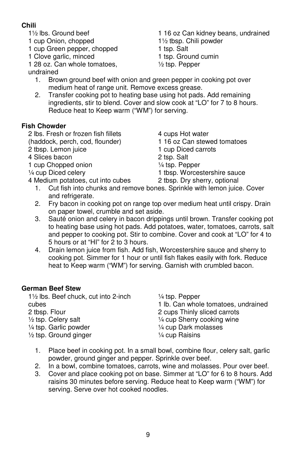 West Bend cook's essentials L5803A User Manual | Page 9 / 12
