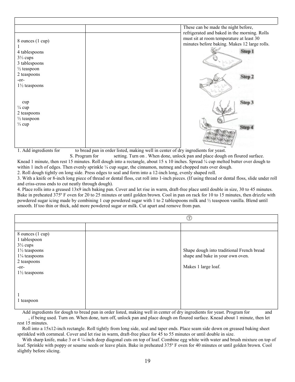 Bread machine/fast rise yeast, Egg white, slightly beaten, Water, 75-85( f | West Bend L5231 User Manual | Page 19 / 21