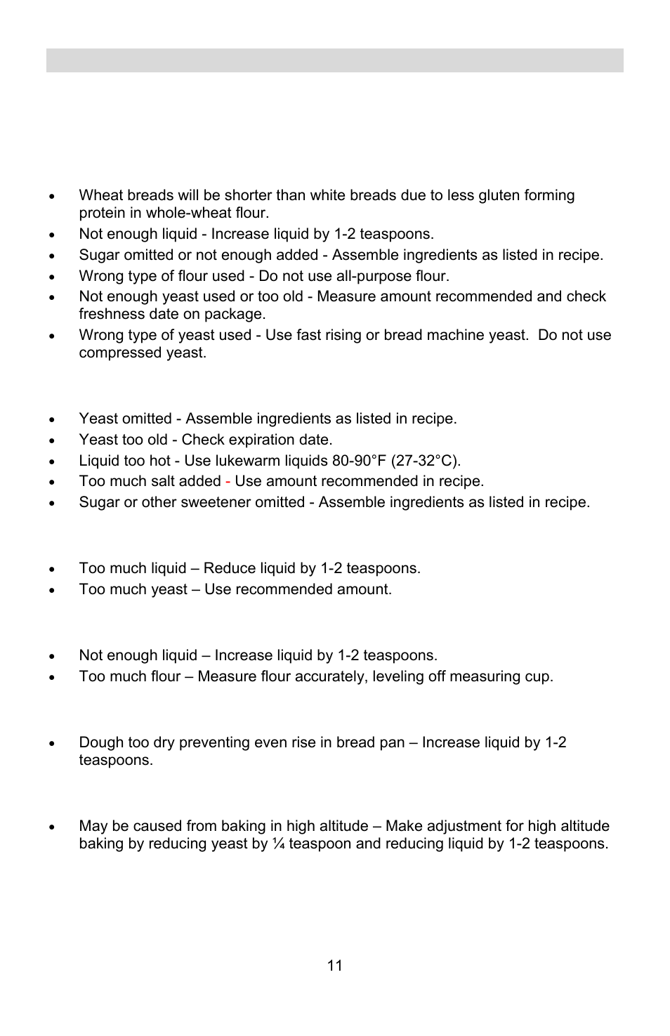 Troubleshooting guide | West Bend L5689A User Manual | Page 11 / 60