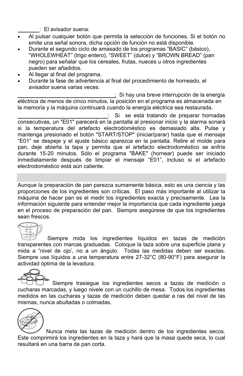 Conozca los ingredientes y mídalos con exactitud, Alarmas, sonidos funciones generales | West Bend L5689A User Manual | Page 46 / 60