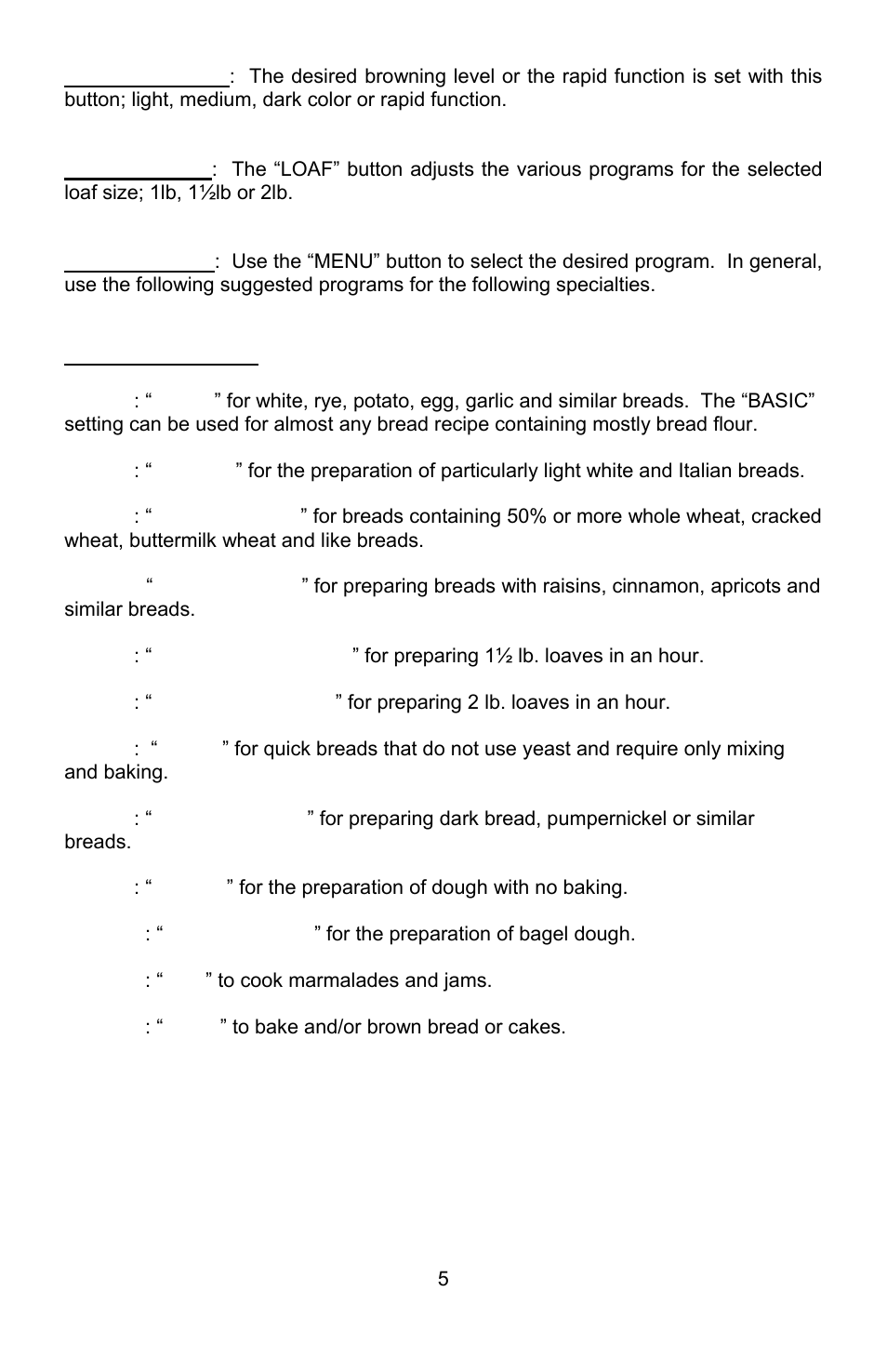 West Bend L5689A User Manual | Page 5 / 60