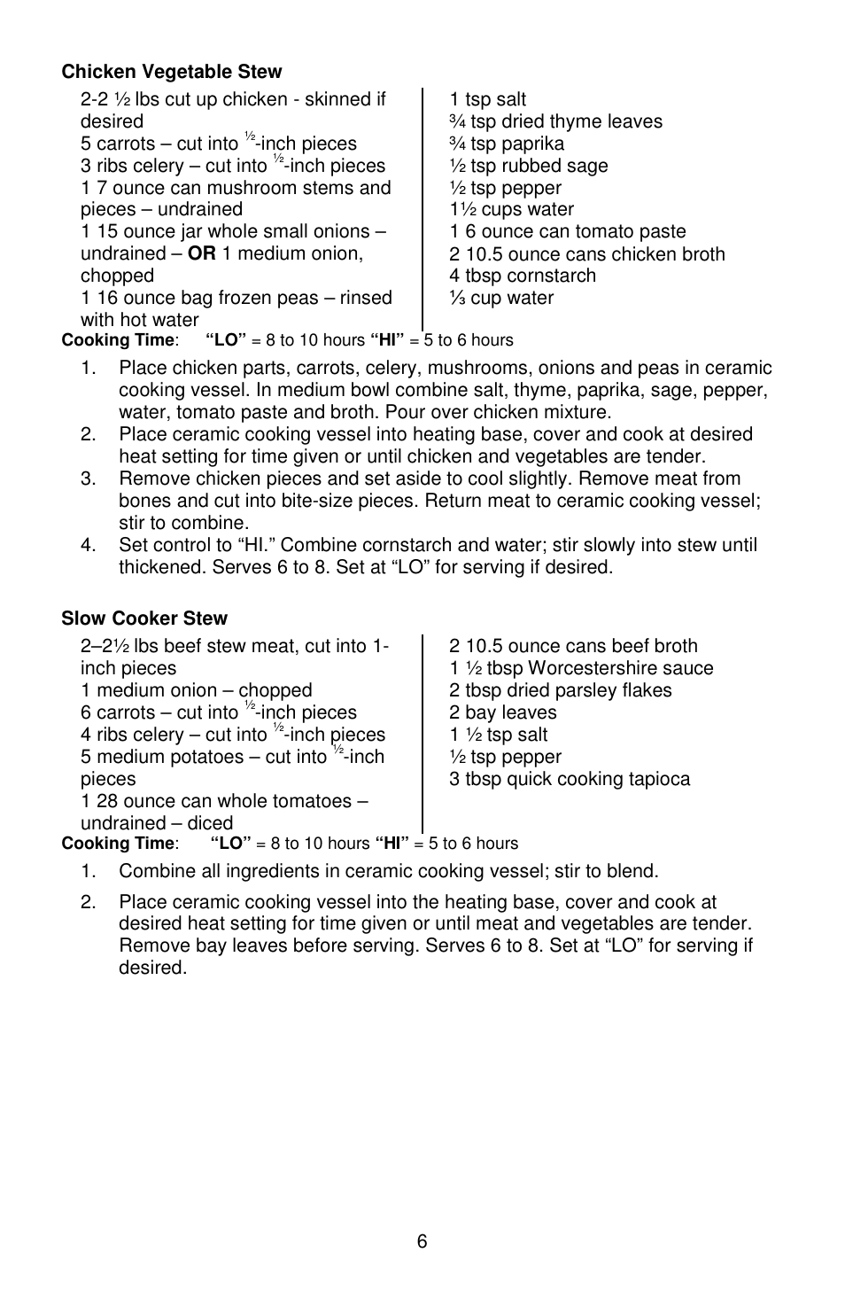 West Bend Crockery 84306 User Manual | Page 6 / 28