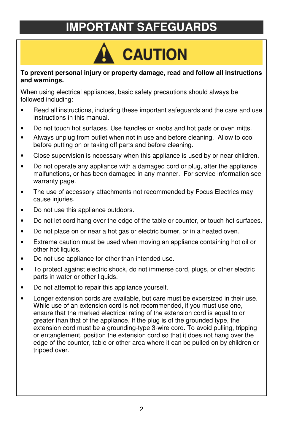 Important safeguards | West Bend L5789 User Manual | Page 2 / 36