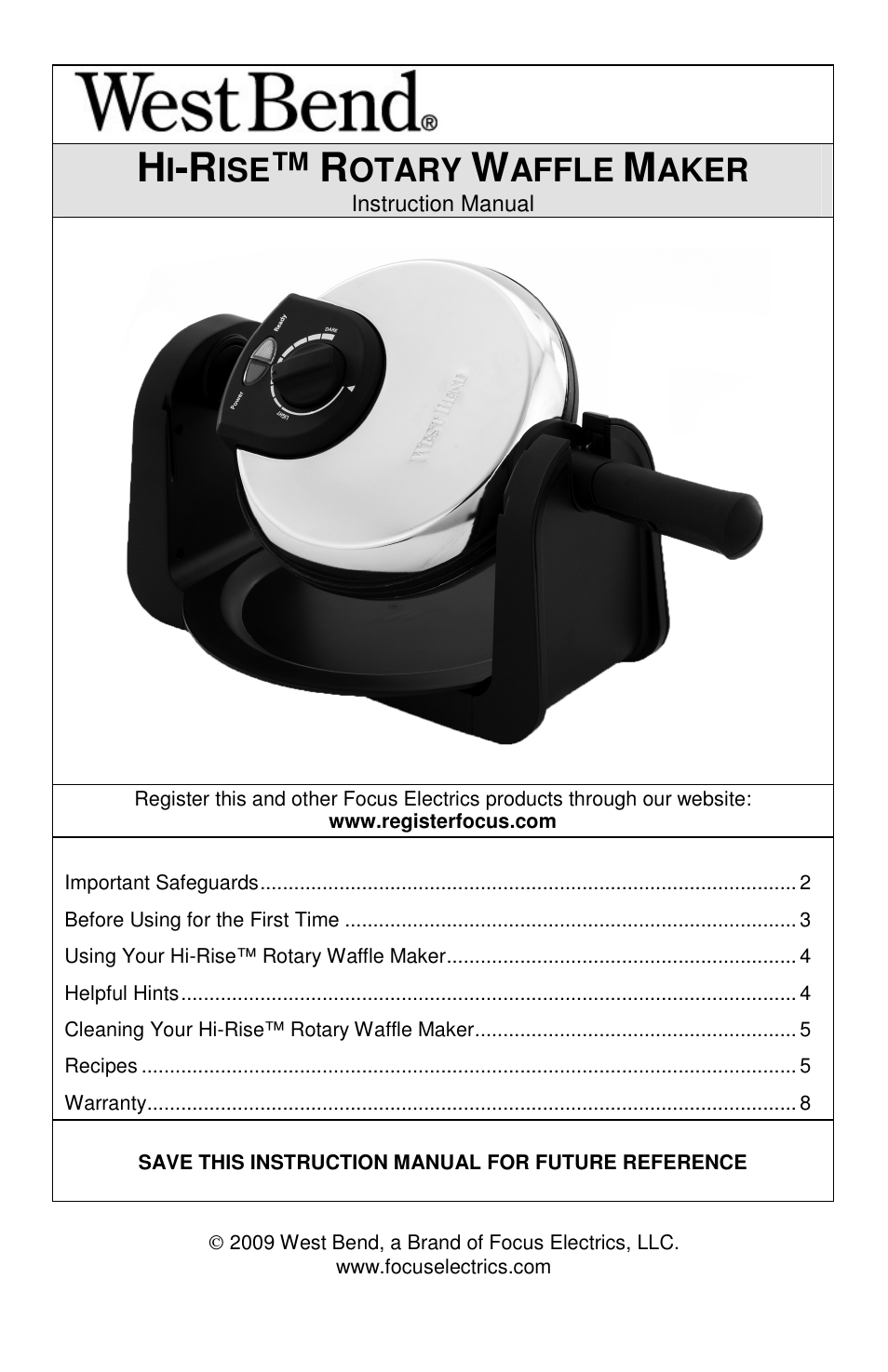 West Bend HI-RISE 6200 User Manual | 28 pages