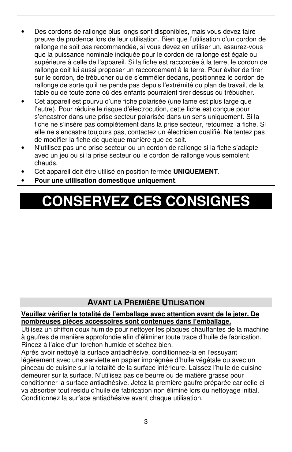 Conservez ces consignes | West Bend HI-RISE 6200 User Manual | Page 12 / 28