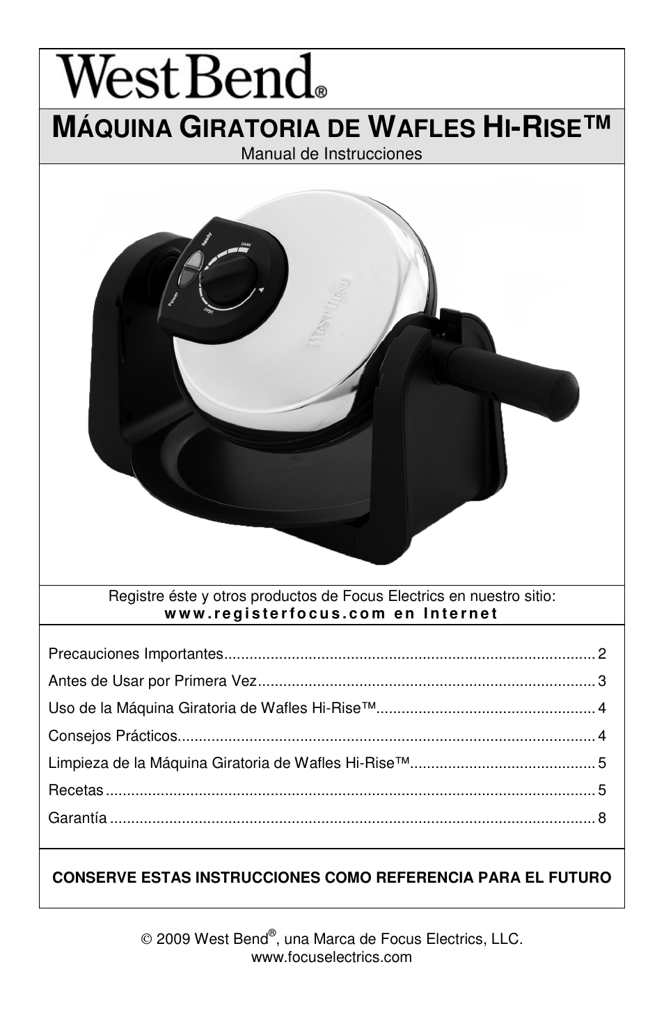 Áquina, Iratoria de, Afles | West Bend HI-RISE 6200 User Manual | Page 20 / 28