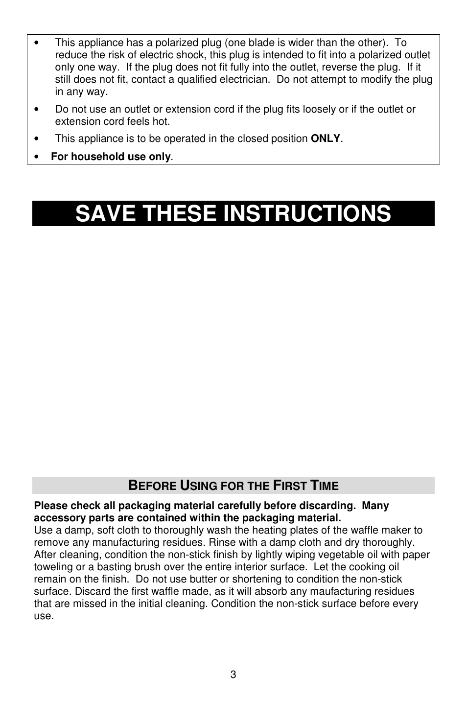 Save these instructions | West Bend HI-RISE 6200 User Manual | Page 3 / 28
