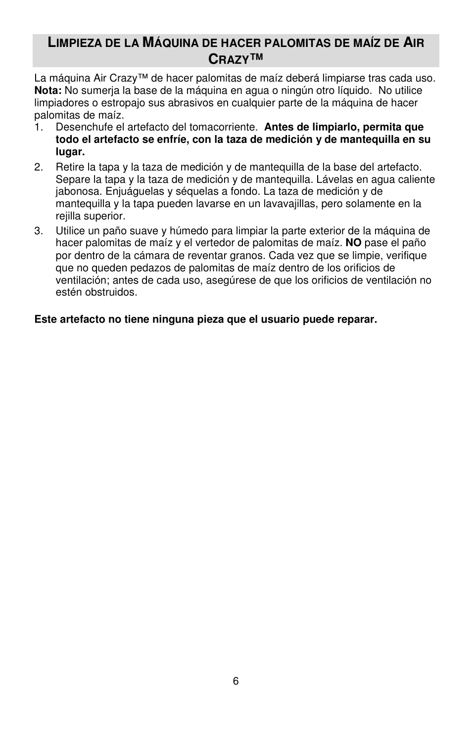 West Bend Air Crazy L5792B User Manual | Page 19 / 20