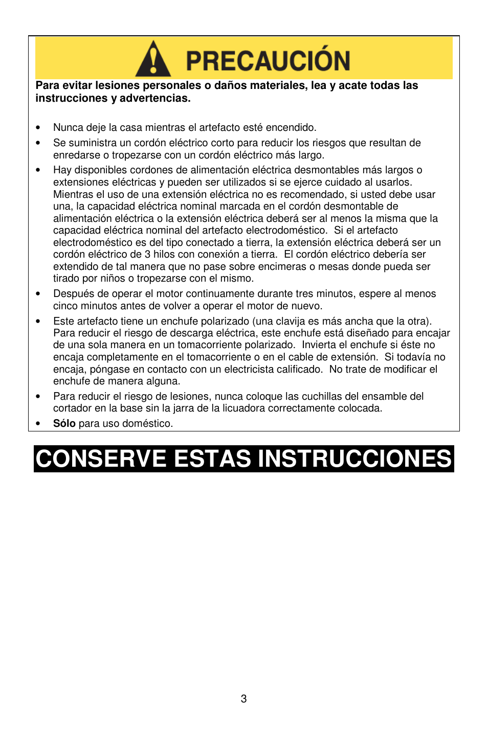 Conserve estas instrucciones | West Bend Smoothie Signature II User Manual | Page 27 / 36
