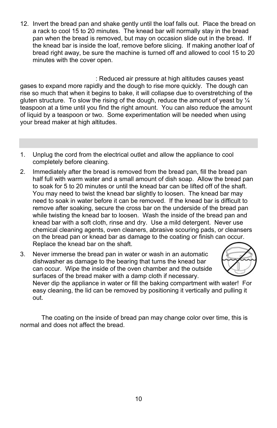 Cleaning your breadmaker | West Bend Chris Freytag 41200CF User Manual | Page 10 / 60