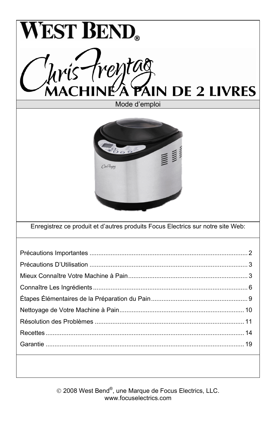 West Bend Chris Freytag 41200CF User Manual | Page 21 / 60