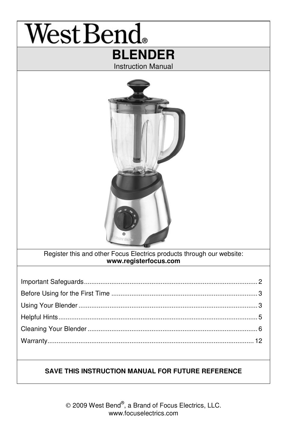 West Bend MCD 289 User Manual | 24 pages