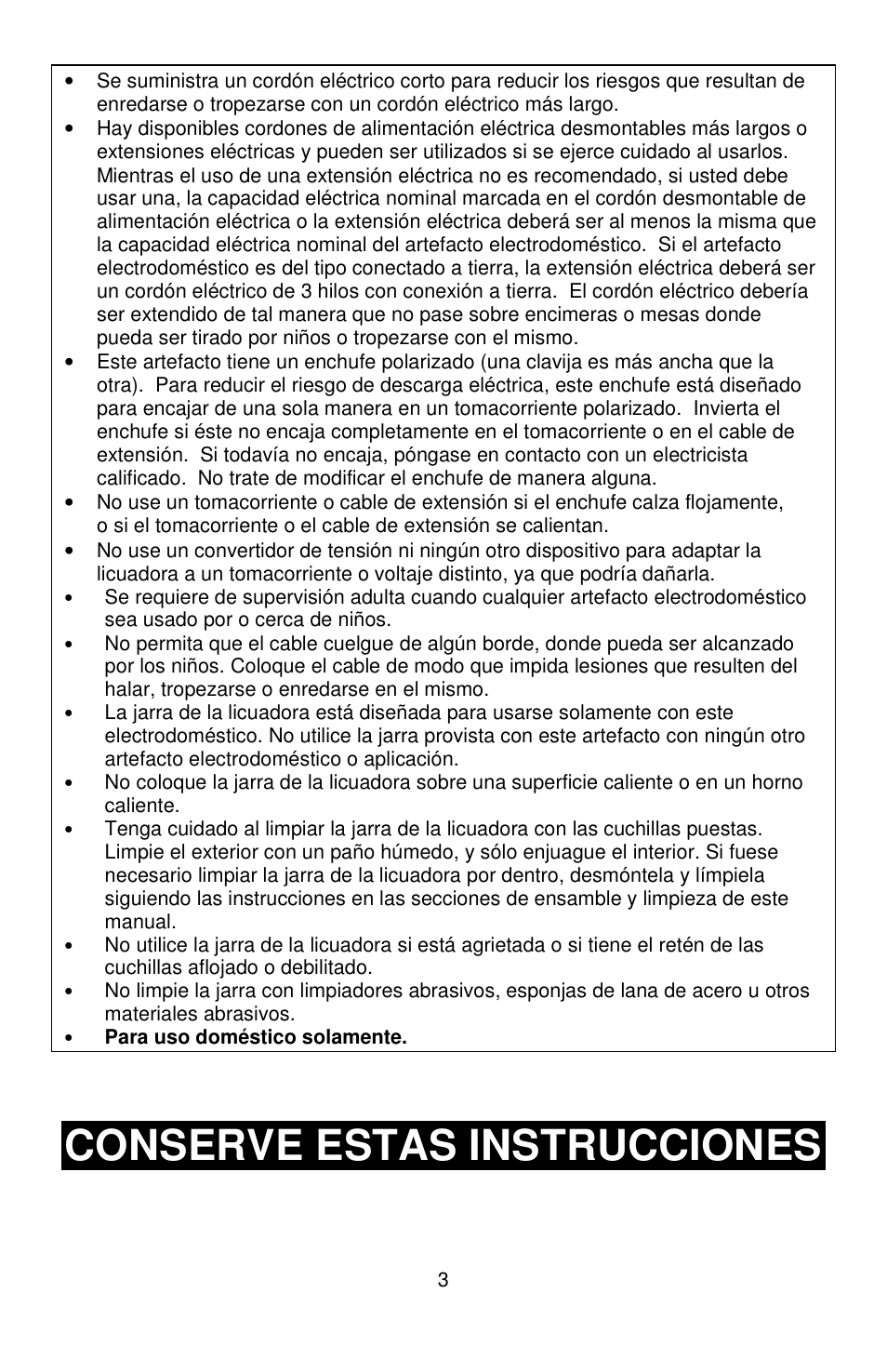 Conserve estas instrucciones | West Bend MCD 289 User Manual | Page 19 / 24