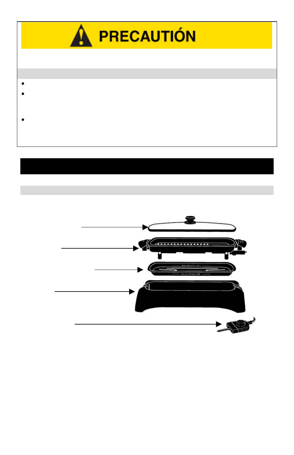 Precauciones de uso cerca de niños, Tapa de vidrio, Parrilla | Bandeja de goteo, Base, Conserve estas instrucciones | West Bend Electric Indoor Grill User Manual | Page 25 / 32