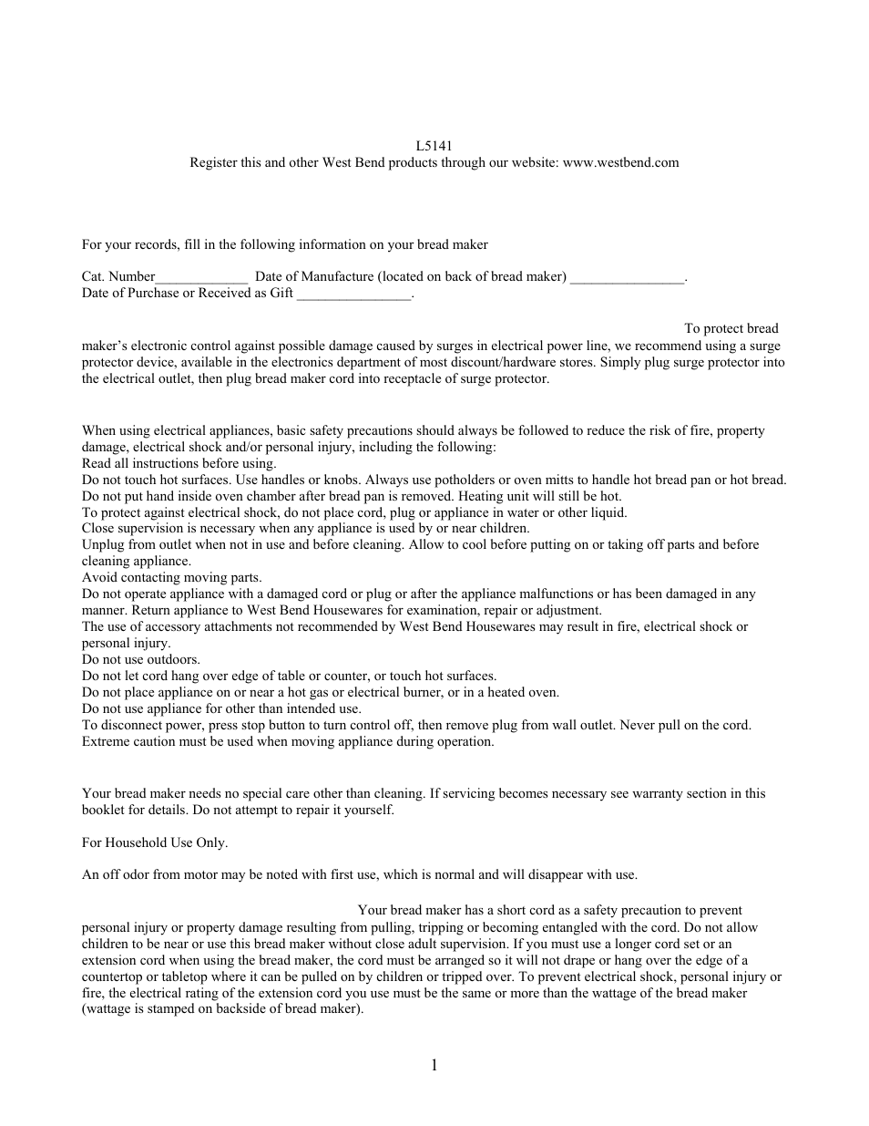 West Bend L5141 User Manual | 34 pages