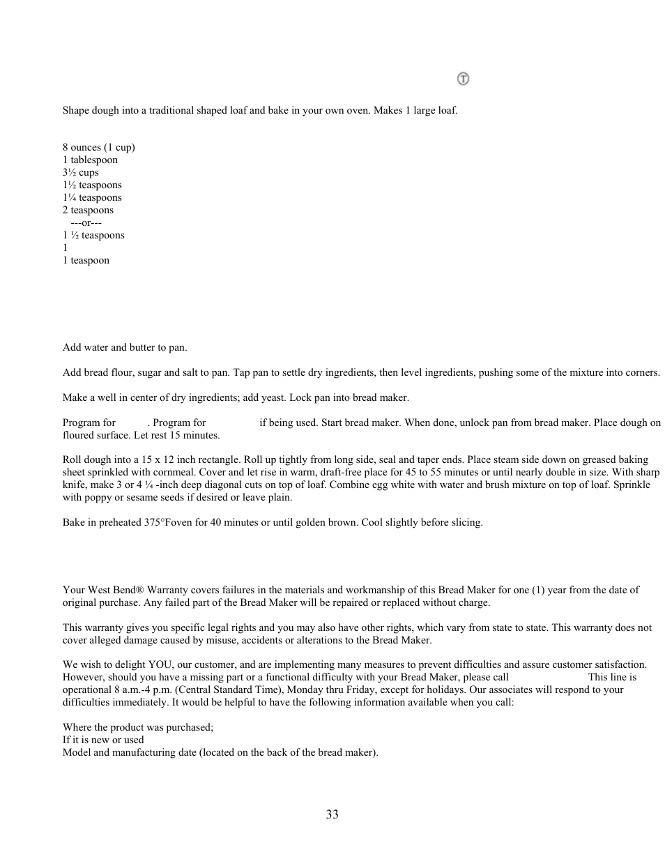 West Bend L5141 User Manual | Page 33 / 34