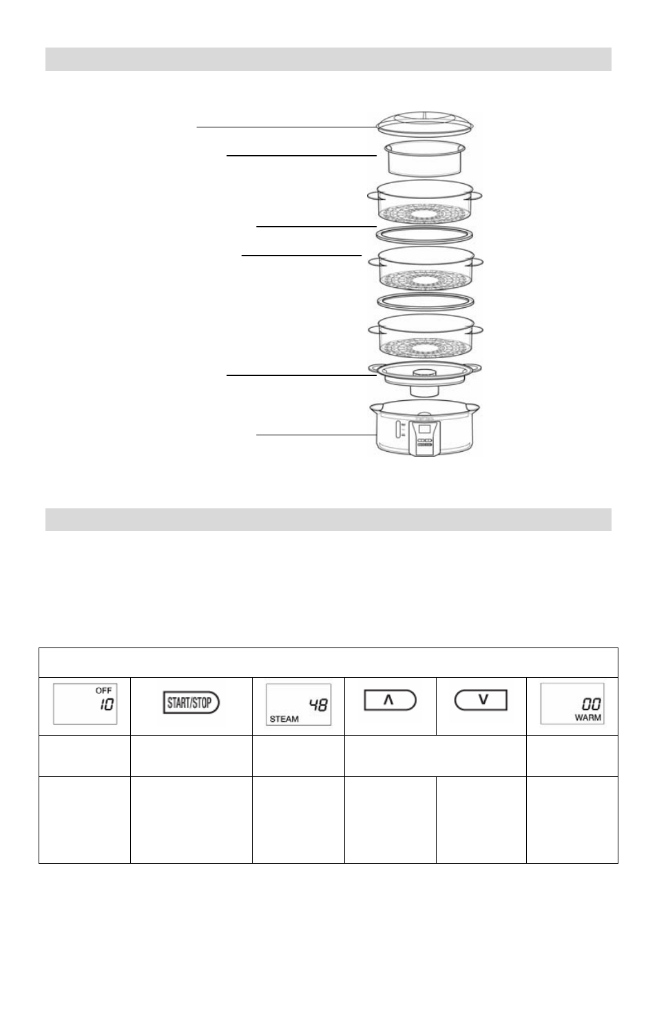 Assembling your steamer, Cover, Rice bowl | Separator ring, Food basket, Drip tray, Heating base, Using your steamer | West Bend L5674B User Manual | Page 4 / 40