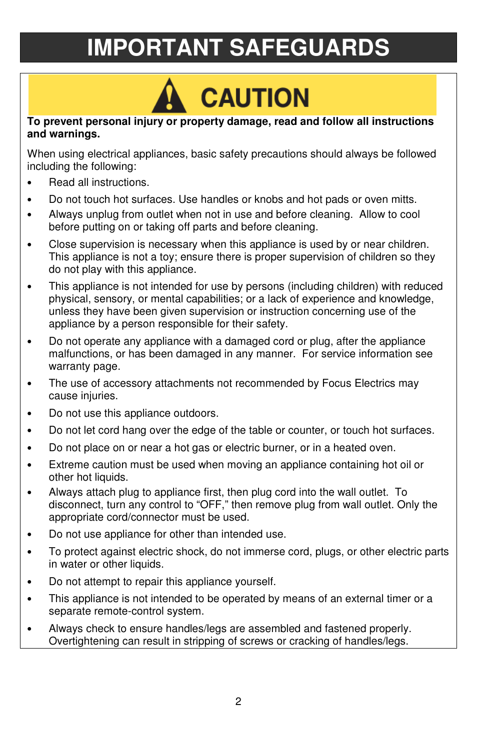 Important safeguards | West Bend 72212 User Manual | Page 2 / 32