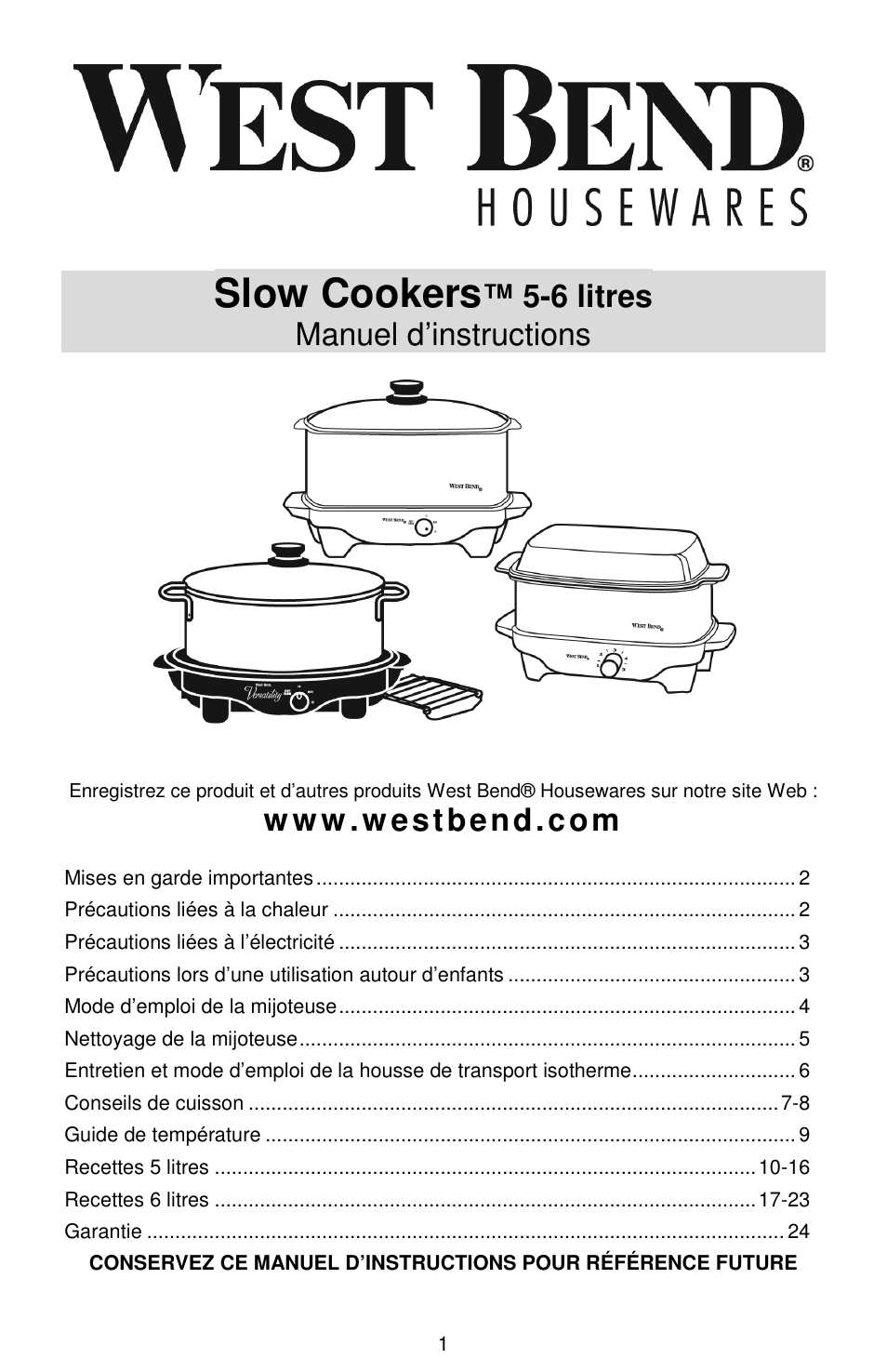 Slow cookers | West Bend Cookers User Manual | Page 25 / 72