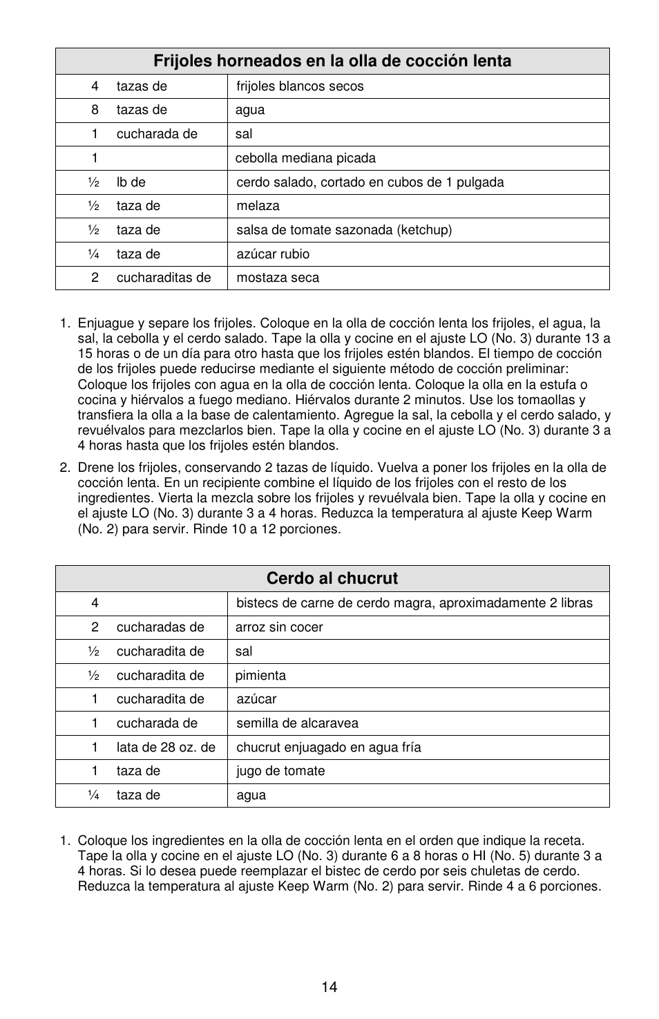Frijoles horneados en la olla de cocción lenta, Cerdo al chucrut | West Bend Cookers User Manual | Page 62 / 72