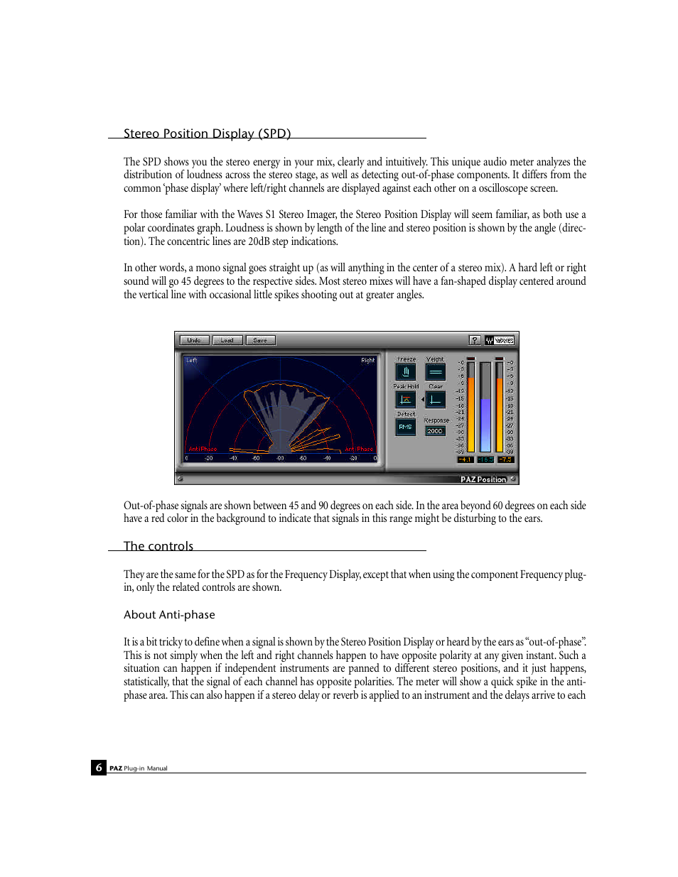 Stereo position display (spd), The controls | Waves Psychoacoustic Analyzer PAZ User Manual | Page 7 / 9