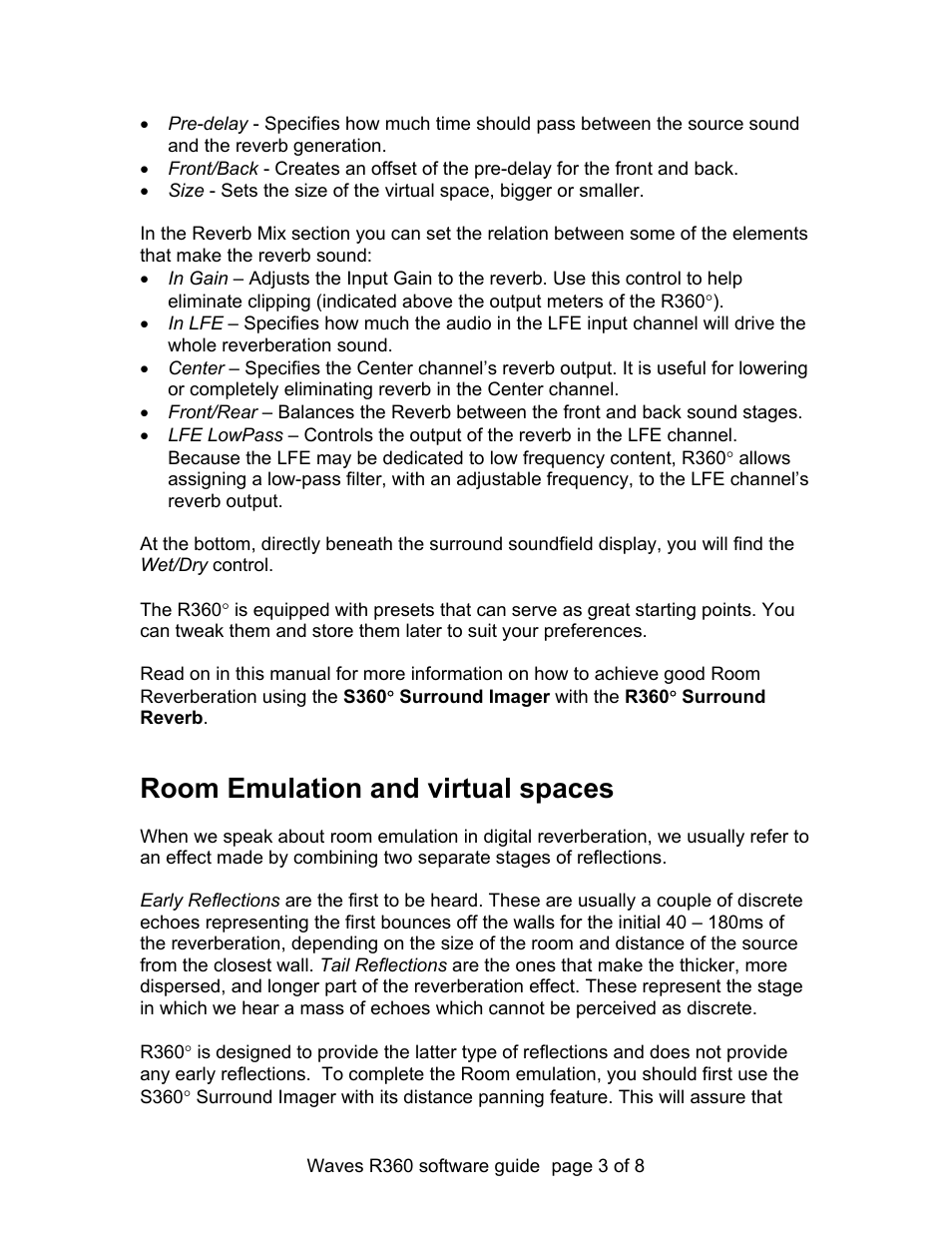 Room emulation and virtual spaces | Waves Parametric Convolution Reverb IR-360 User Manual | Page 3 / 8