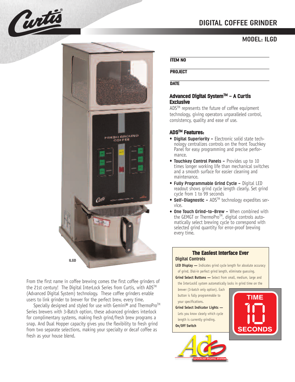 Wibur Curtis Company LIGD User Manual | 2 pages