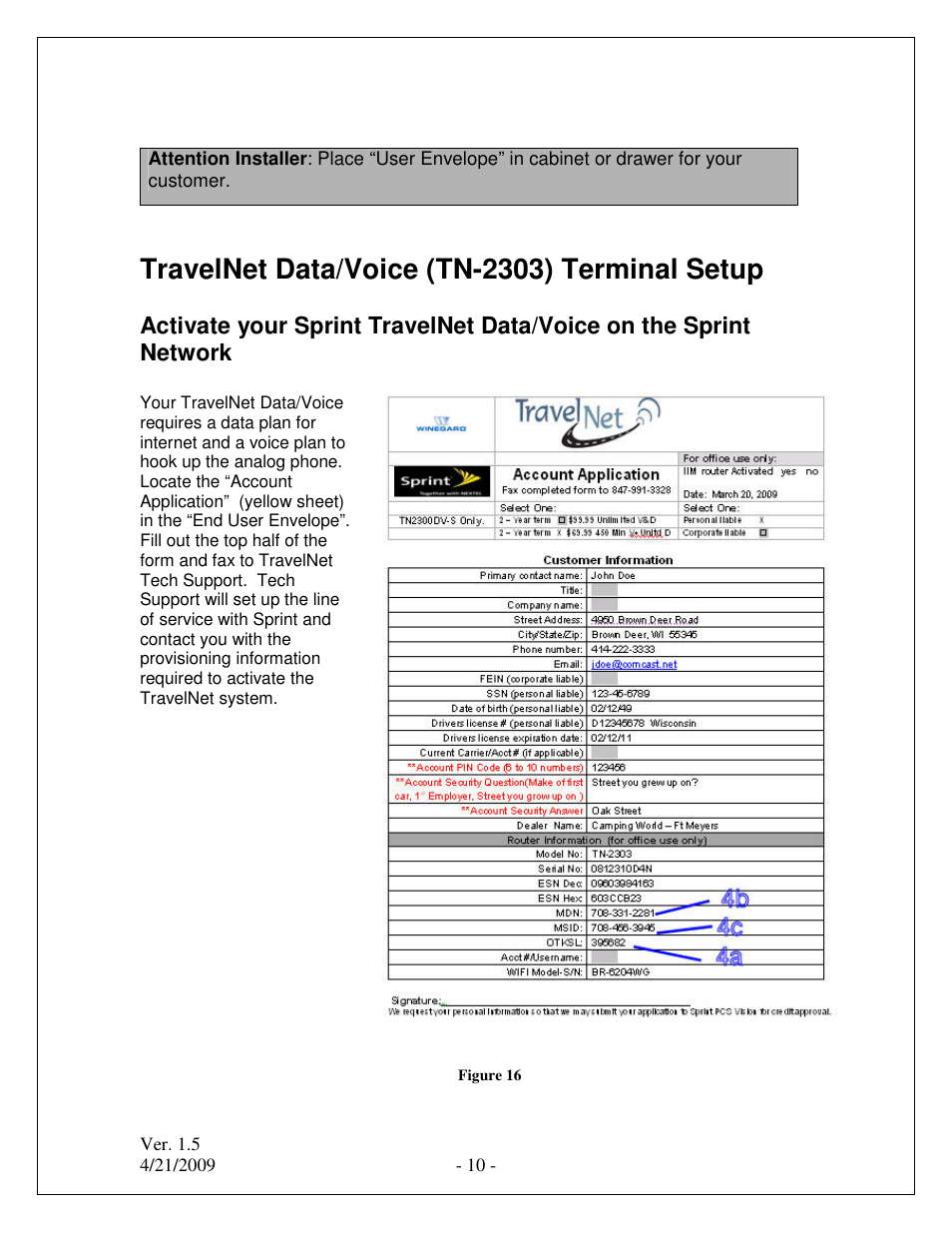 Travelnet data/voice (tn-2303) terminal setup | Winegard TRAVELNET TN-2303 User Manual | Page 10 / 18