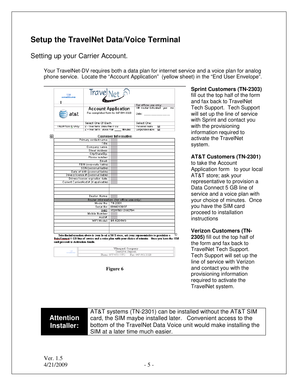 Setup the travelnet data/voice terminal | Winegard TRAVELNET TN-2303 User Manual | Page 5 / 18