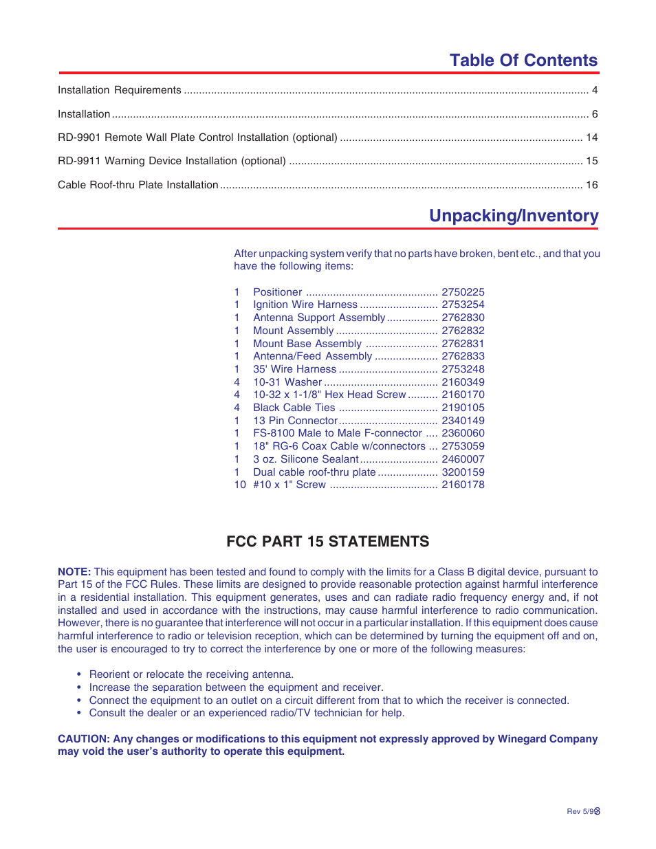 Winegard RD-9946 User Manual | Page 3 / 77