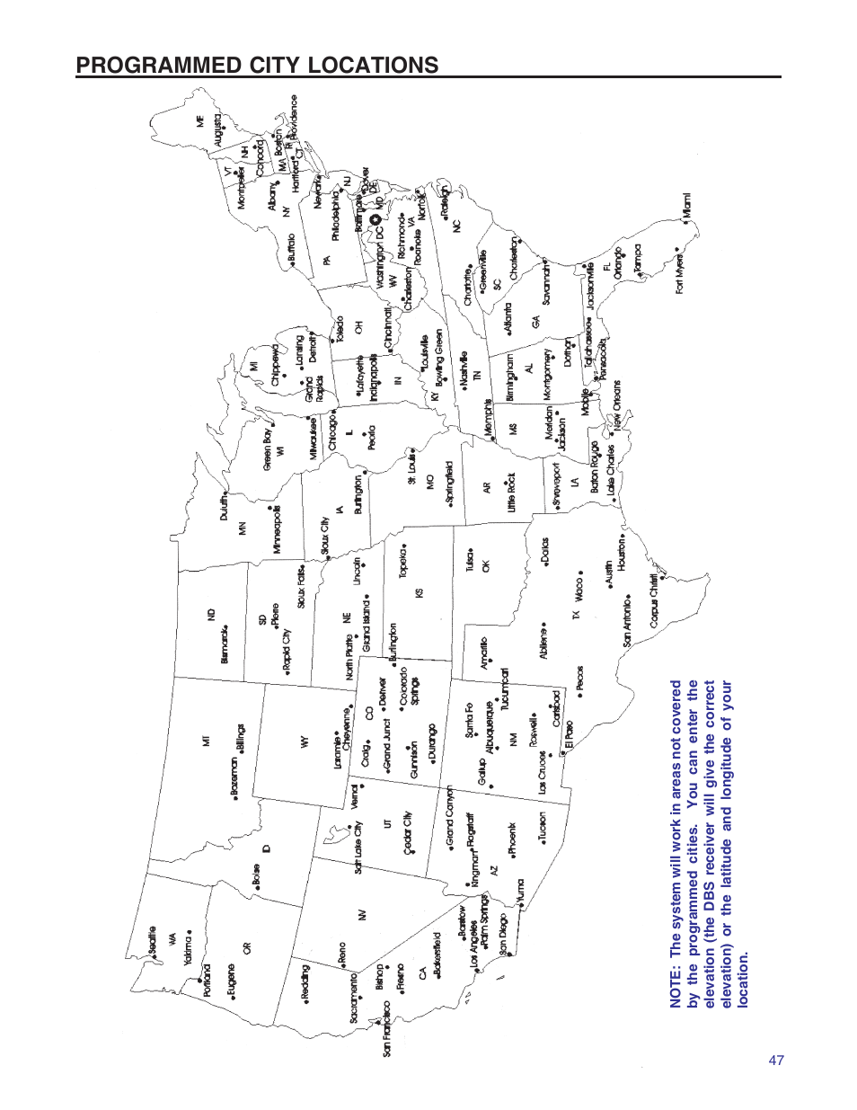 Programmed city locations | Winegard RD-9946 User Manual | Page 47 / 77