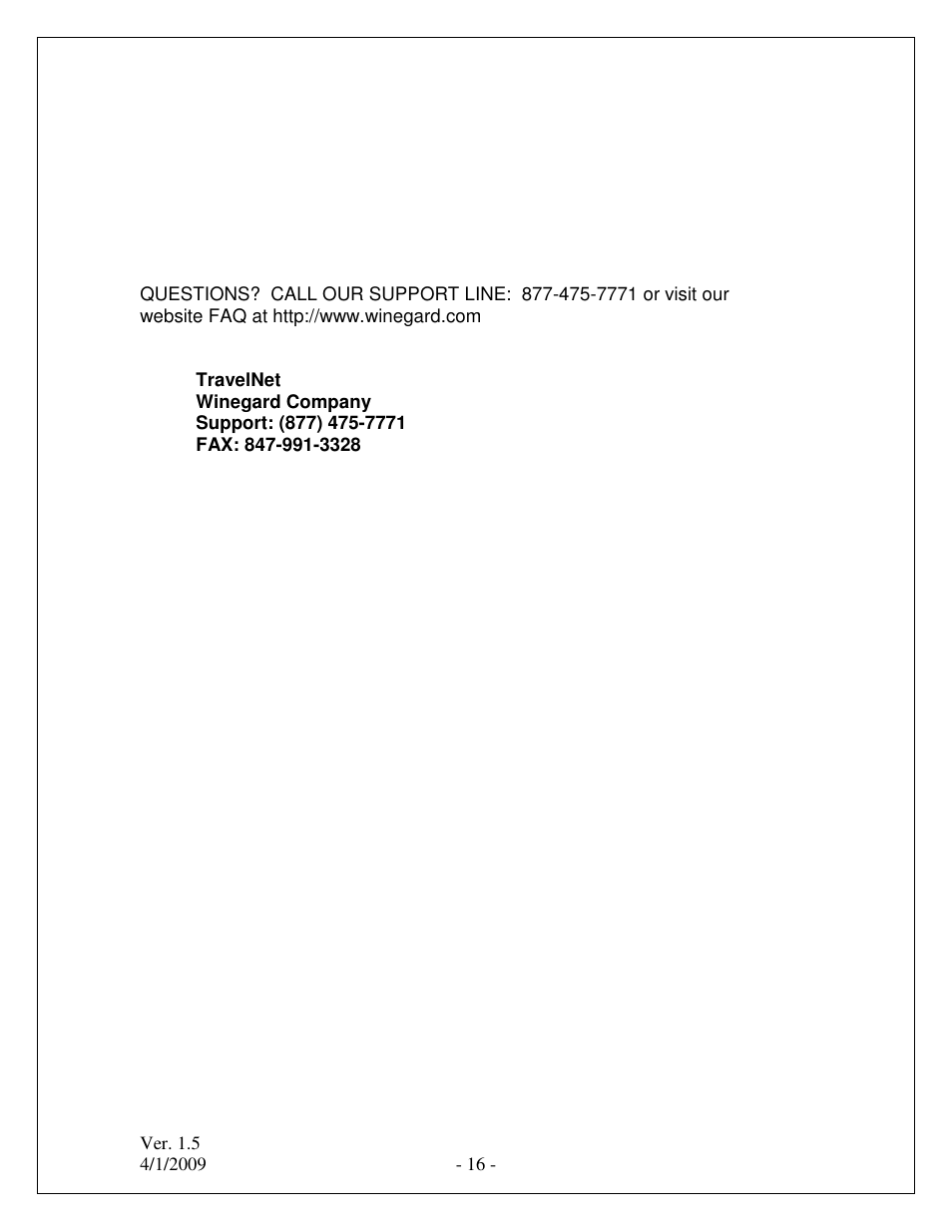 Winegard TRAVELNET TN-2033 User Manual | Page 16 / 16