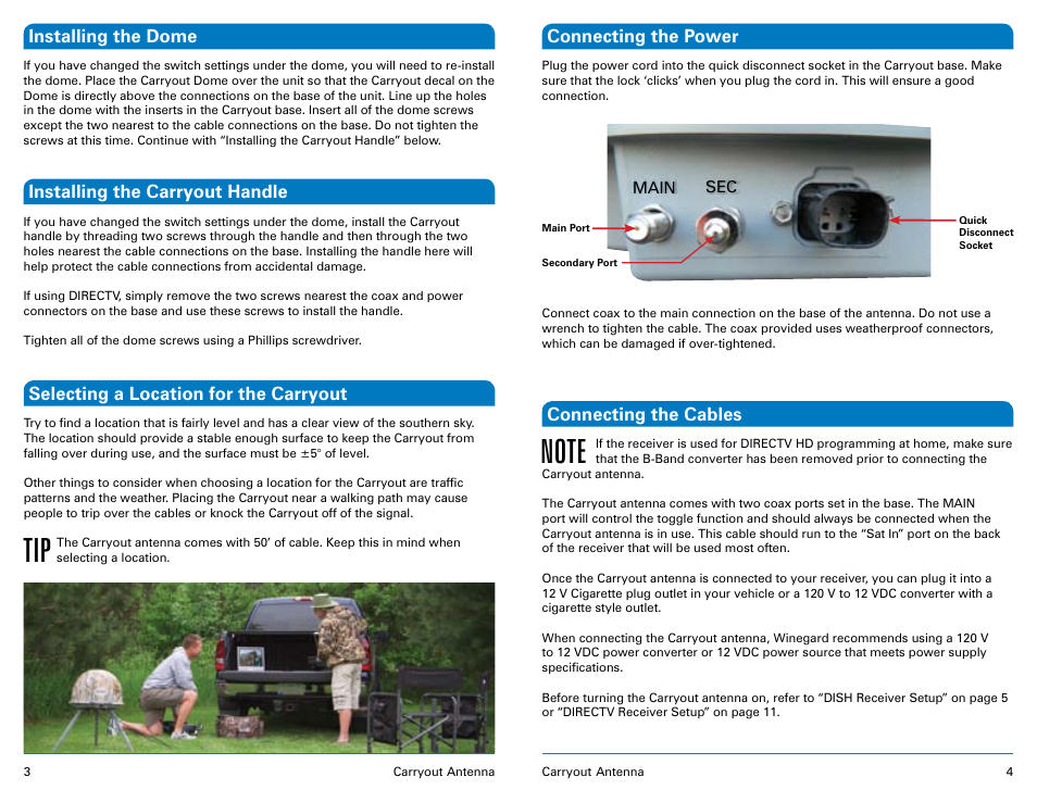 Winegard Carryout Automatic Portable Satellite TV Antenna GM-1518 User Manual | Page 3 / 11