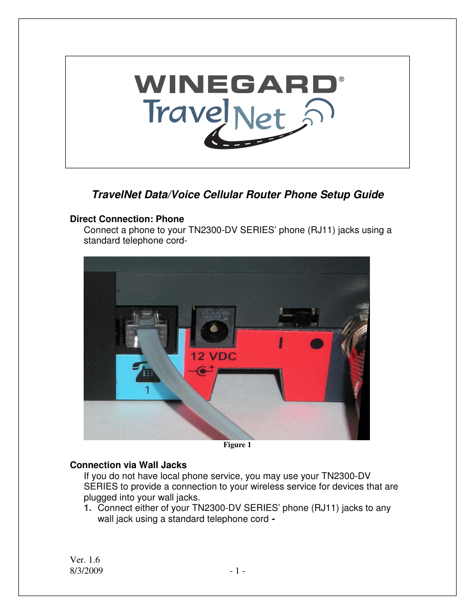 Winegard TRAVELNET TN2300-DV User Manual | 11 pages