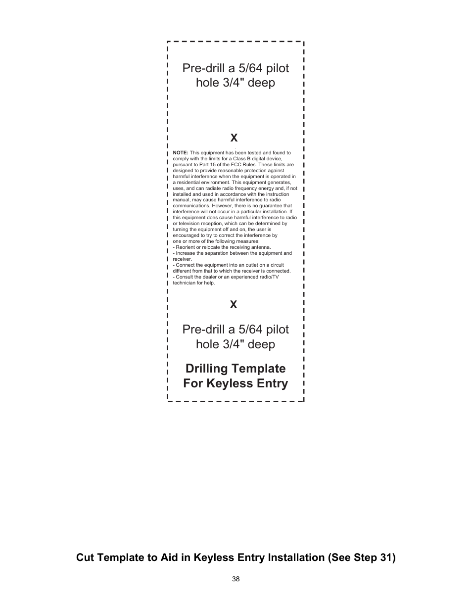 Drilling template for keyless entry | Wayne 3018 User Manual | Page 38 / 40