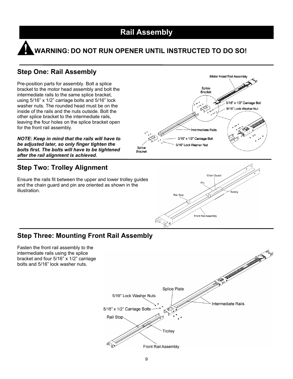 Rail assembly | Wayne 3018 User Manual | Page 9 / 40