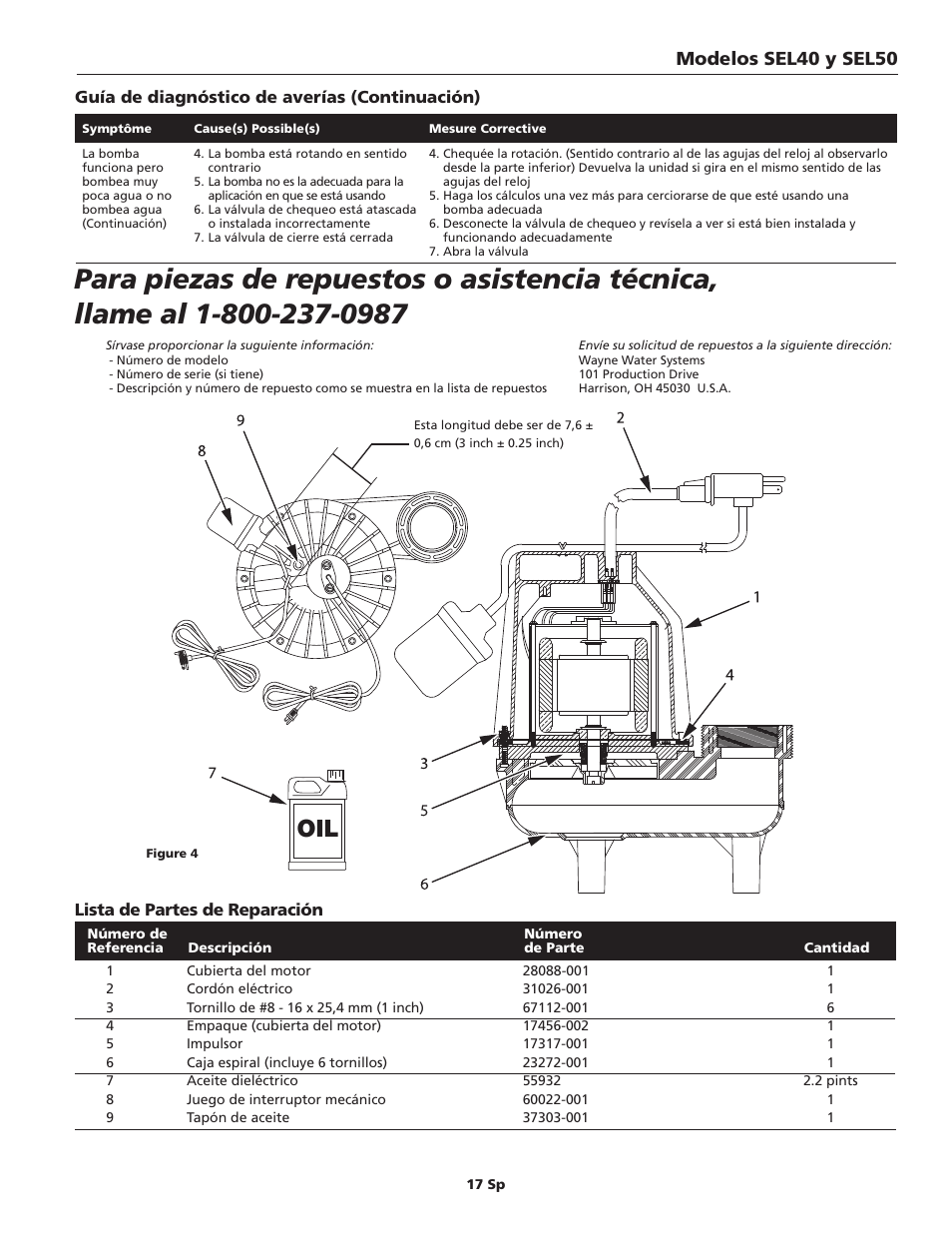 Modelos sel40 y sel50 | Wayne SEL50 User Manual | Page 17 / 20