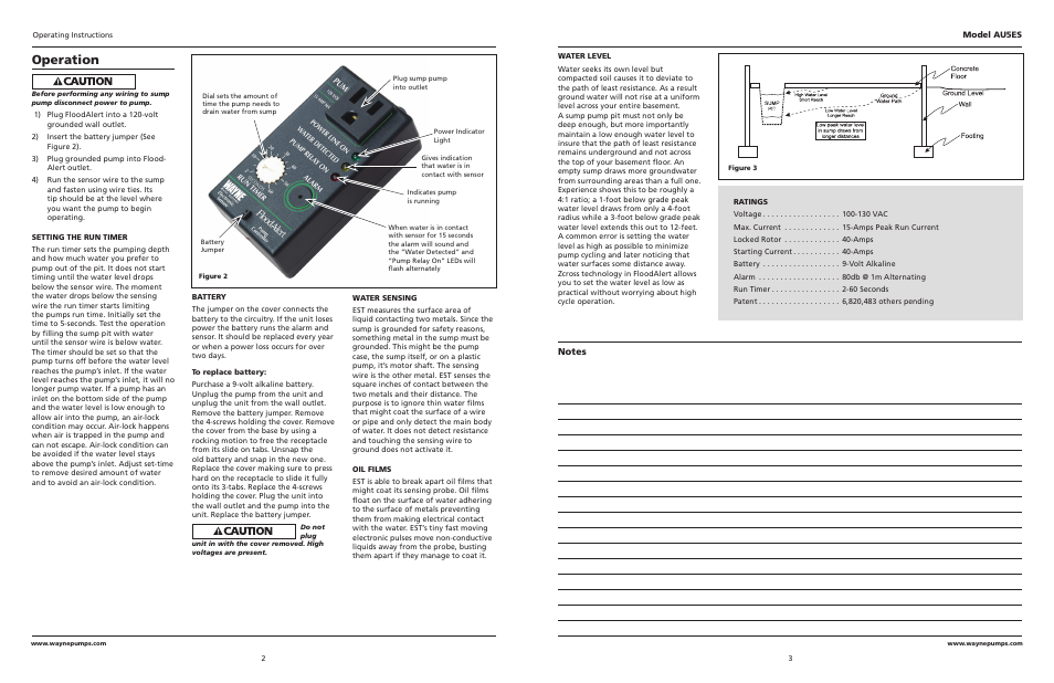 Operation | Wayne 390601-001 User Manual | Page 2 / 2