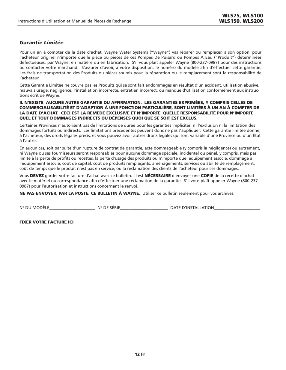 Wayne WLS200 User Manual | Page 12 / 20