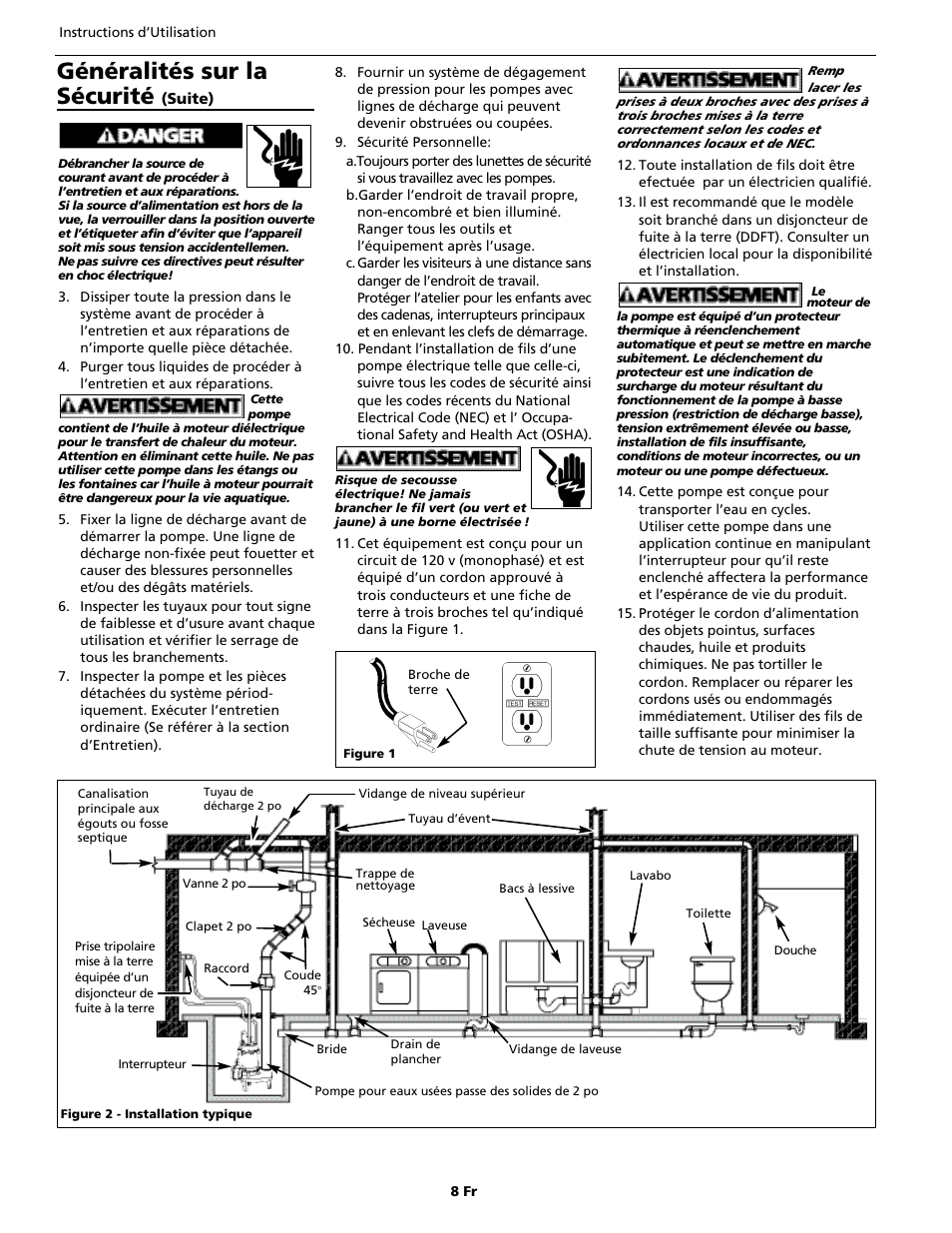 Généralités sur la sécurité | Wayne RPPCAP50 User Manual | Page 8 / 20
