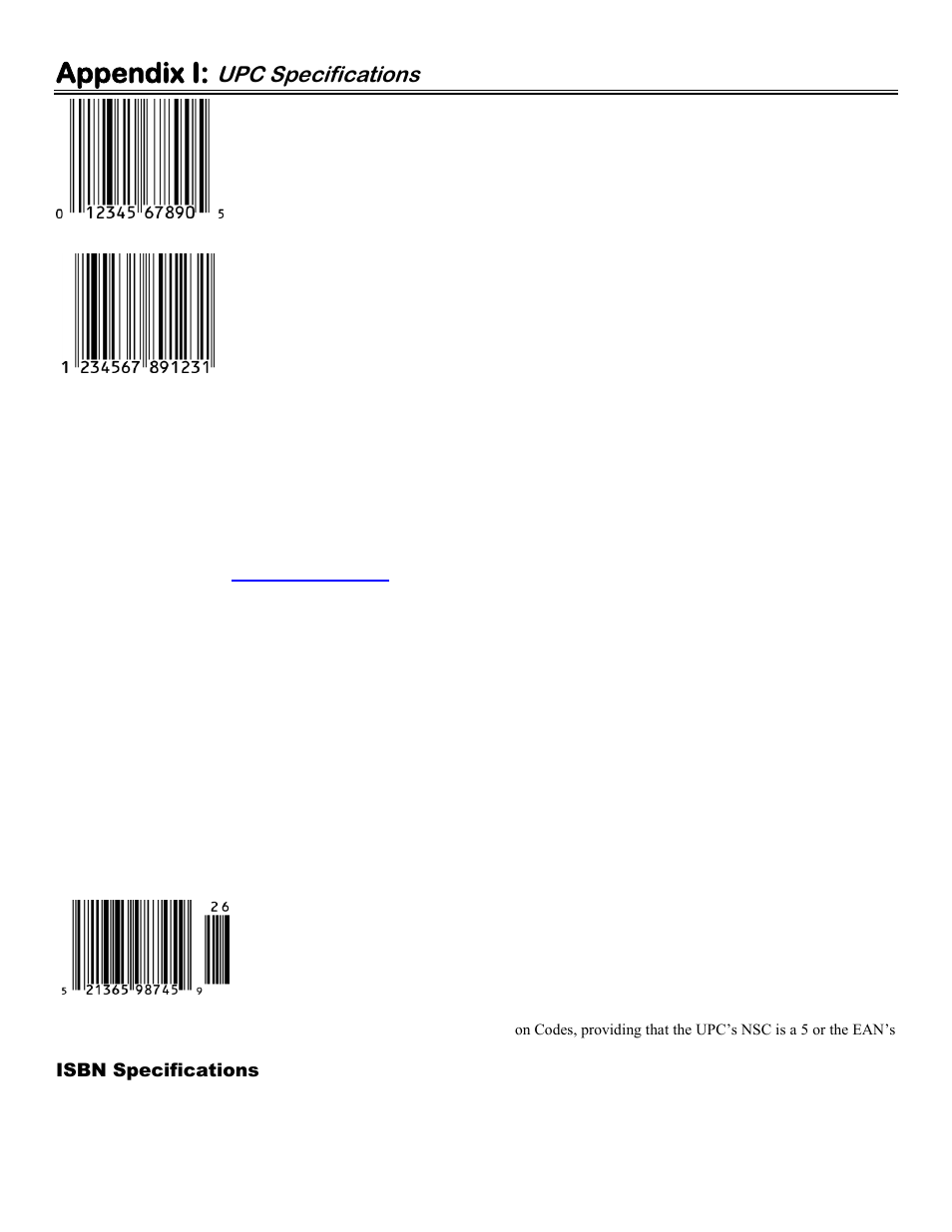 Appendix i: upc specifications, Upc 2 and 5-character supplemental codes, Ucc/ean extended coupon code | Isbn specifications, Appendix i: upc/ean, Appendix i, Upc specifications | Worth Data 5000 User Manual | Page 117 / 126
