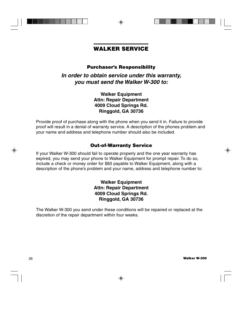 Walker W-300 User Manual | Page 26 / 80