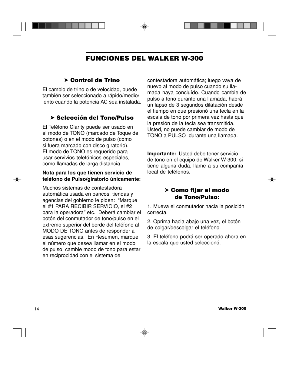 Funciones del walker w-300 | Walker W-300 User Manual | Page 40 / 80